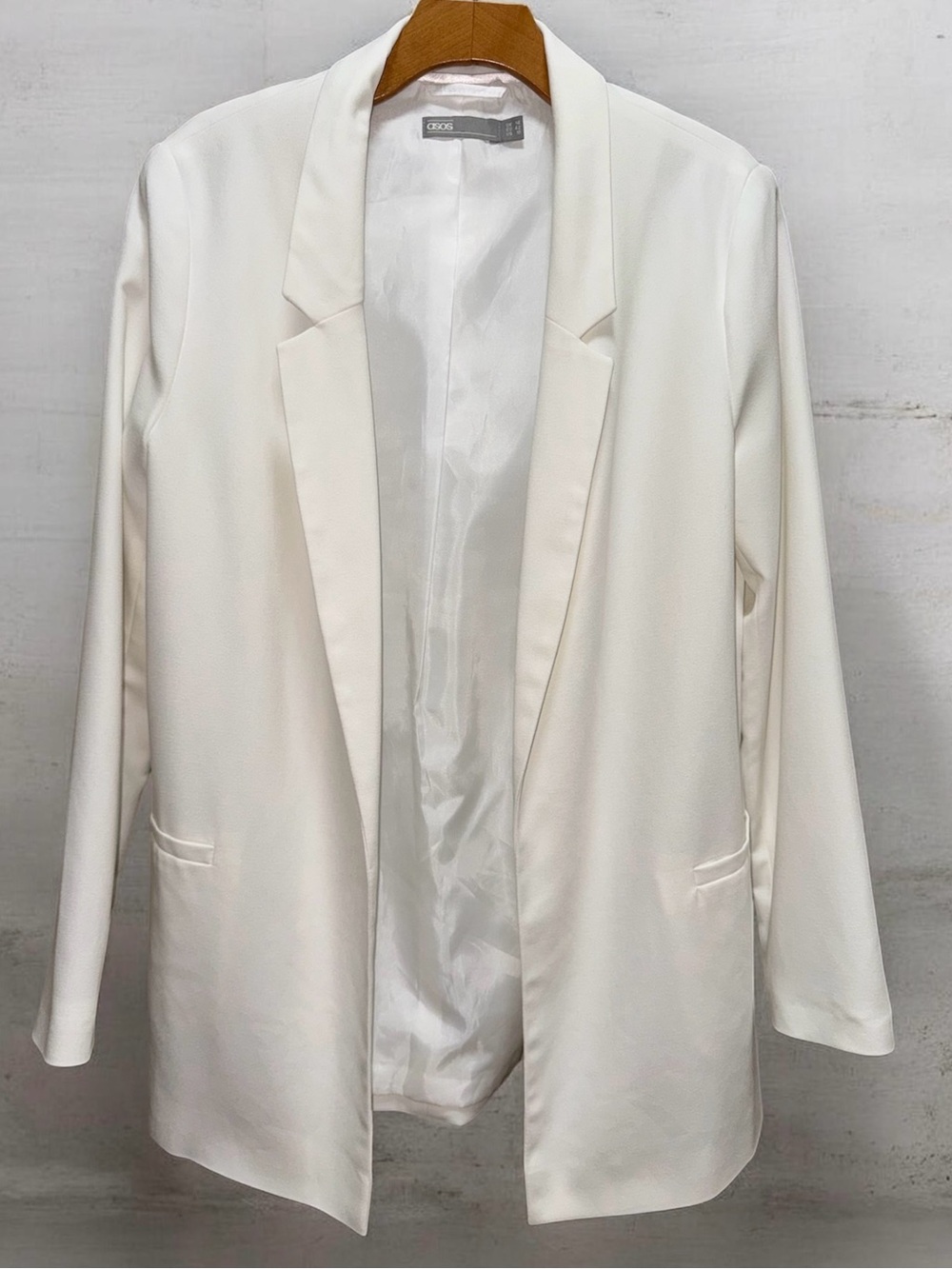 ASOS White Tailored Open Front Blazer size 10